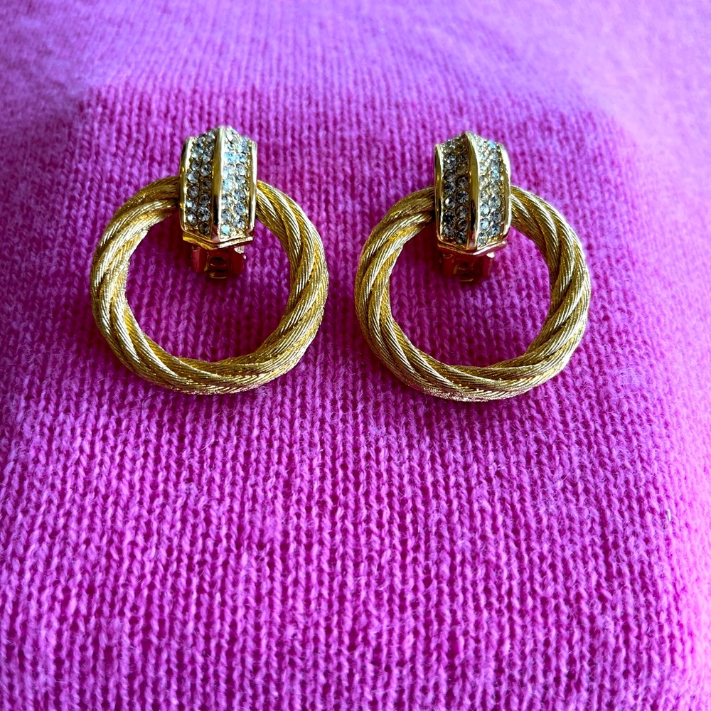 Christian Dior Vintage Signed Door Knocker Earrings